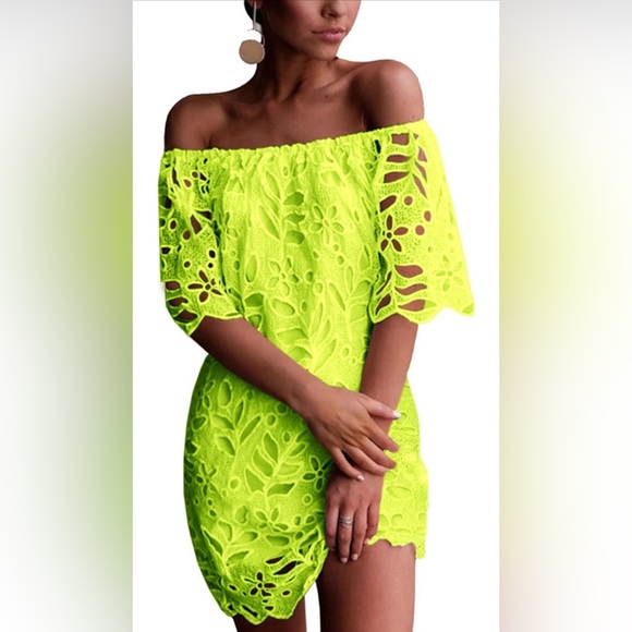 PrettyGardan Chic Dresses & Skirts - PRETTYGARDEN Women's Summer Off Shoulder Vintage Floral Lace Flare Short Sleeve